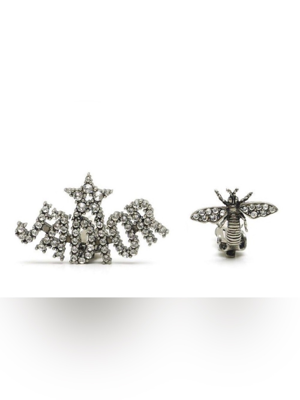 Authentic Christian Dior J'Adior Crystal Bee Asymmetrical Earrings